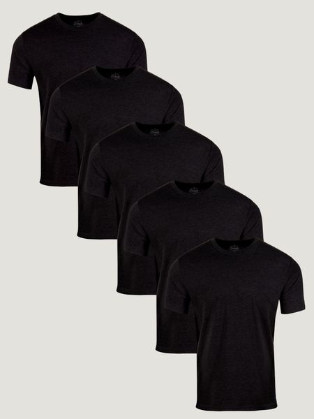 All Black Crew Neck Tee Shirt 5-Pack Ghost Mannequin | Fresh Clean Threads